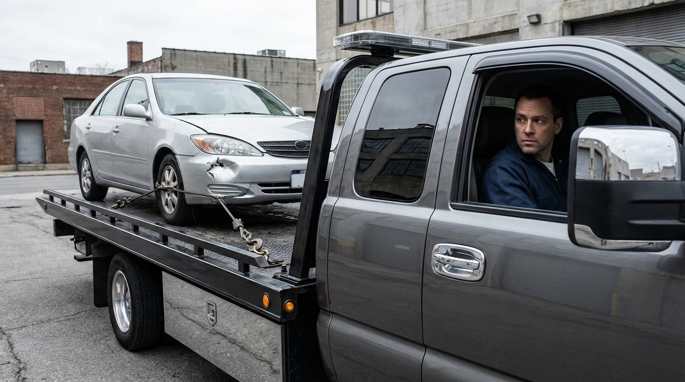 Tow truck on highway - Ecodrive towing route
